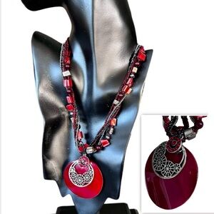 - Elegant Red Beaded Necklace add on item for bundle